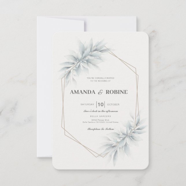 Invitación Elegante Foliage Boda moderno (Anverso)