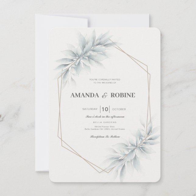 Invitación Elegante Foliage Boda moderno (Anverso)