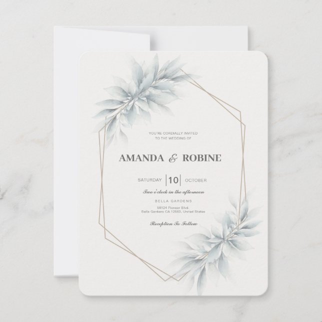 Invitación Elegante Foliage Boda moderno (Anverso)