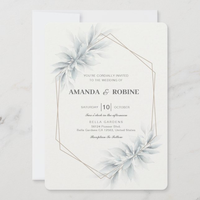 Invitación Elegante Foliage Boda moderno (Anverso)