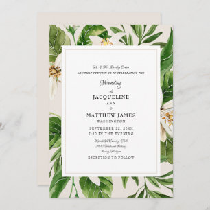 Invitación Elegante Foliage Bride Parents Cream Boda