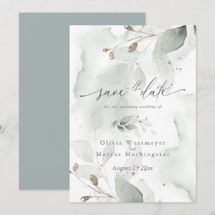 Invitación Elegante Foliage de acuarela Guardar Invitati de f
