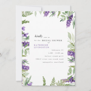 Invitación Elegante Foliage & Lavender Bridal Shower Invitati