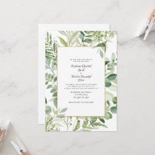 Invitación Elegante Foliage No Parents Wedting