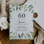 Invitación Elegante Foliage Tropical Green Fiesta de cumpleañ<br><div class="desc">Esta elegante invitación a la fiesta de cumpleaños número 60 del follaje tropical verde es perfecta para una fiesta de cumpleaños moderna. Este diseño hecho a mano presenta una acuarela de hermosas hojas verdes.</div>