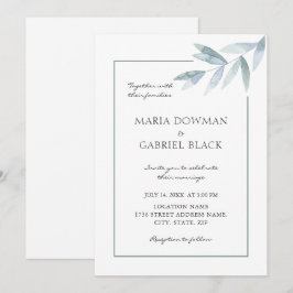 Invitación Elegante follaje acuático boda ventilado