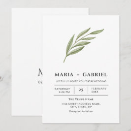 Invitación Elegante follaje. Boda moderno y sencillo