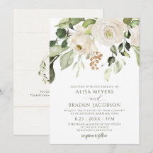 Elegante follaje de boda verde dorado blanco flora