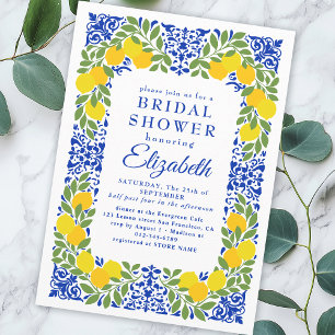 Invitación Elegante follaje de limón Bridal Shower Mediterrán