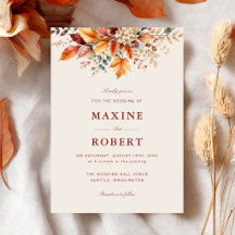 Elegante follaje de otoño acuarela suave boda