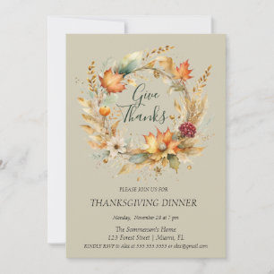 Invitación Elegante follaje de óxido dar gracias
