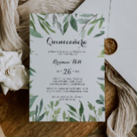 Elegante follaje tropical verde Quinceañera