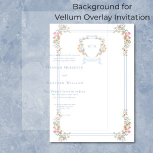Invitación Elegante Fondo con Cresta de Flor Silvestre Azul P