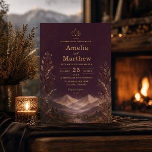 Invitación Elegante fondo de boda de ciruela profunda Oscur