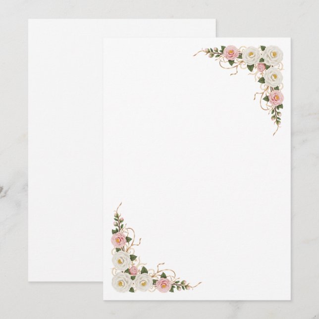 Invitación Elegante fondo de flores de camelia para boda (Anverso / Reverso)