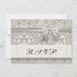 Invitación elegante formal brocado de encaje damasco blanco