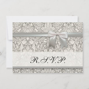 Invitación elegante formal brocado de encaje damasco blanco