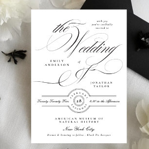Invitación Elegante formal caligrafía negra Boda de nexos neg