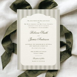 Invitación Elegante formal clásico Boda de franjas verdes de 