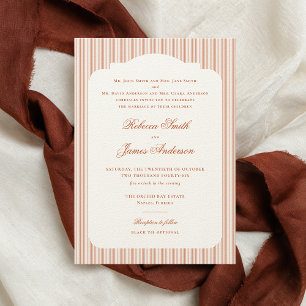 Invitación Elegante formal clásico Naranja de rayas Boda