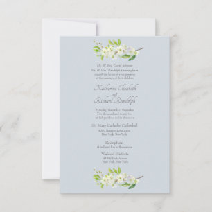 Invitación Elegante Formal de Follaje Azul Polvoriento