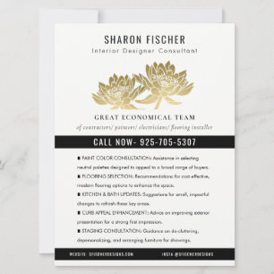 Invitación Elegante Formal Falso Floral de Loto de Negocios e