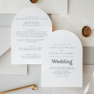 Invitación Elegante Formal Minimal Frente y Dorso Boda 