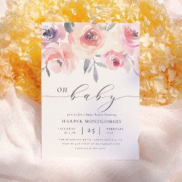 Invitación Elegante Formal Oh Baby Script Baby Shower