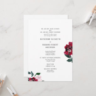 Invitación Elegante Formal Rosa Rosa y Roja Ambos Padres II