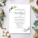 Invitación Elegante, formal y minimalista, Boda de la vegetac<br><div class="desc">Relájese con esta elegante invitación a la boda, con hermosas ramas de vegetación Eucalyptus y detalles modernos de caligrafía escrita a mano. Escribiendo con los nombres de los padres. Este diseño también está disponible con una redacción sin los nombres de los padres. Opción para agregar los detalles del boda posterior...</div>