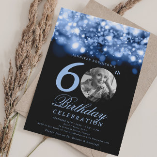 Invitación Elegante foto 60.º Glam de la Marina de Cumpleaños