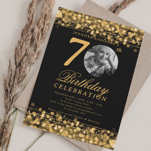 Invitación Elegante foto 70.ª fiesta de cumpleaños Luces de o