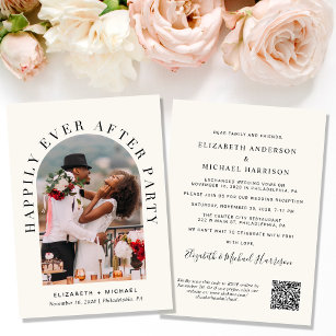 Invitación Elegante Foto Arch Código QR Recepción de boda cre