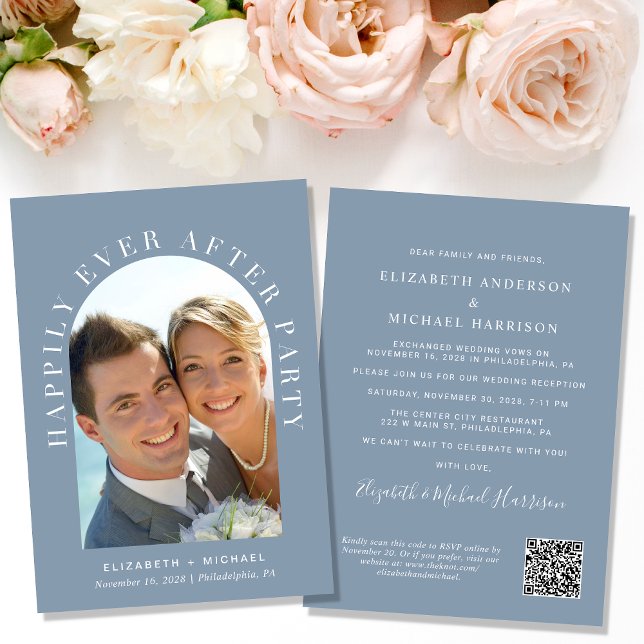 Invitación Elegante Foto Arch Código QR Recepción de matrimon (Subido por el creador)