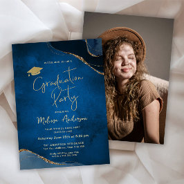 Invitación Elegante foto azul de la Marina del Partido de Gra