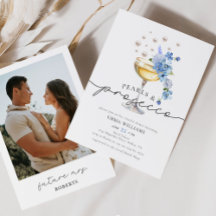 Elegante foto azul Perlas y ducha de novia Prosecc