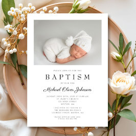 Invitación Elegante Foto Bautizo Escritura