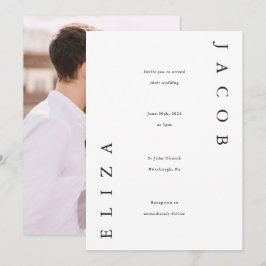 Invitación Elegante foto Boda en blanco y negro