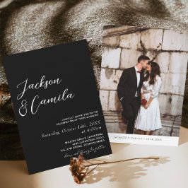 Invitación Elegante foto Boda negro