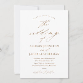 Invitación Elegante Foto Boda Oro Escritura