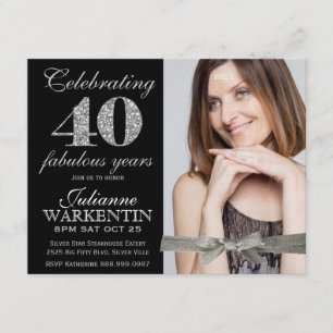 Invitación Elegante foto Celebración de cumpleaños número 40