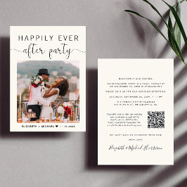 Invitación Elegante Foto Código QR Recepción de boda crema