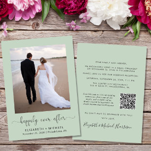 Invitación Elegante Foto Código QR Recepción de boda de sabio