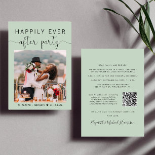 Invitación Elegante Foto Código QR Recepción de boda de sabio