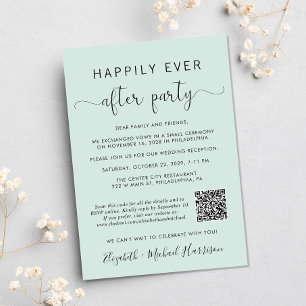 Invitación Elegante Foto Código QR Recepción de matrimonio en