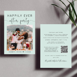 Invitación Elegante Foto Código QR Recepción de matrimonio en