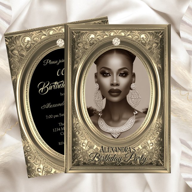 Invitación Elegante foto cumpleaños Sepia Beige Frame (Subido por el creador)