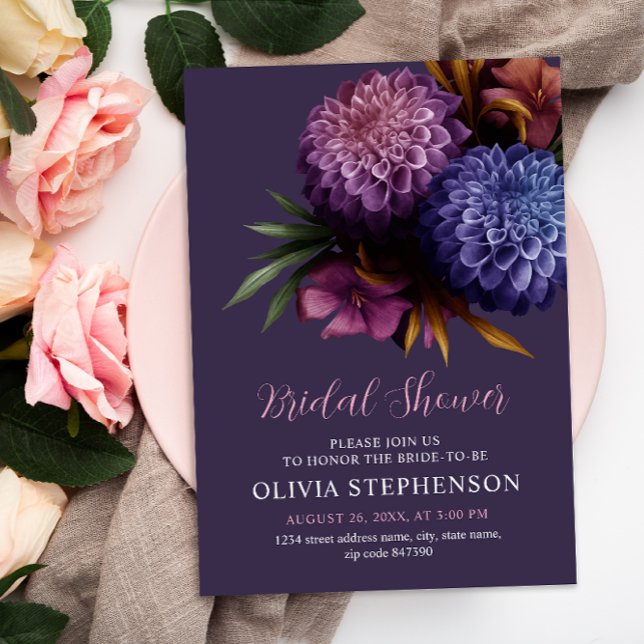 Invitación Elegante foto Dahlia Minimalista Bridal Shower (Subido por el creador)