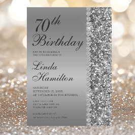 Invitación Elegante foto de 70 años de plata