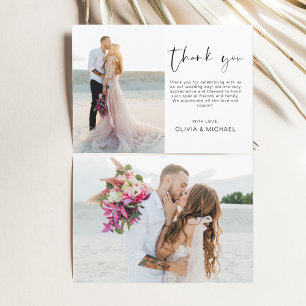 Invitación Elegante foto de agradecimiento de boda